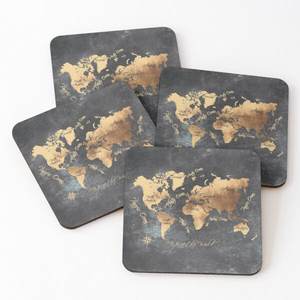 Sous-verres de service à thé imprimés en bois de mangue/bois d'acacia 332 ensemble de 4 pièces - Product Image 3