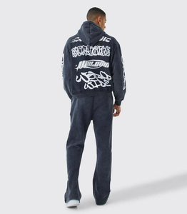 Al por mayor OEM mejores fabricantes última moda hombres Slim Fit chándales personalizados de alta calidad en relieve francés Terry hombres chándales - Product Image 3
