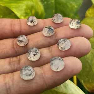 Opale de Dendrite naturelle de qualité 5mm 10mm 30mm toutes les pierres précieuses en vrac à dos plat calibrées pour la fabrication de bijoux de bague de collier faits à la main - Product Image 4