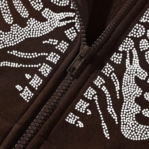 Sweats à capuche en strass personnalisés de haute qualité 100% vêtements de mode en coton pour l'hiver - Product Image 3