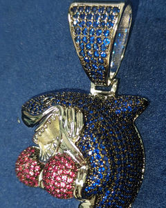 Collar con Colgante de Tiburón de Boxeo con Incrustaciones de Circonita Cúbica, Chapado en Rodio sobre Plata S925, Estilo Hip Hop - Product Image 3