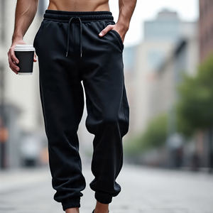 Fabricante personalizado, ropa de calle, pantalones de chándal para hombre, pantalones de pierna ancha a rayas con doble cintura, pantalones de chándal para hombre - Product Image 1