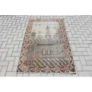 Tapis vintage, tapis turc décoratif 3,3x5,2 pieds, tapis camouflage marron orange - Product Image 1