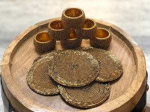 Ronds de serviette, ronds de serviette en rotin, ronds de serviette en osier, décor de table - Product Image 2