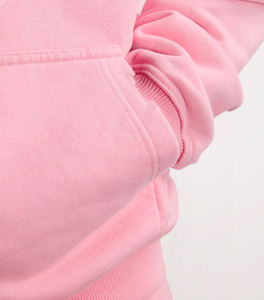 Custom Plain <b>Pink</b> Oversized <b>Hoodie</b> Unisex Heavyweight Pullover Sweatshirt with Kangaroo Pocket Ribbed Cuffs and Snap Button - Product Image 5