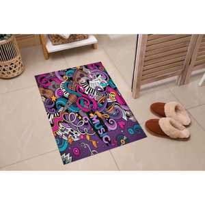 Alfombra Estampada Colorida: Diseño de Graffiti Musical para el Hogar y Regalo, Alfombra de Chenilla - Product Image 5