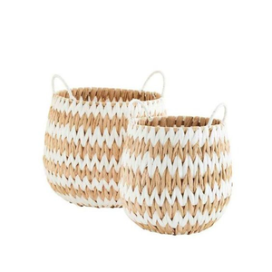 Produit HOT 2024: Paniers de stockage colorés en jacinthe d'eau avec poignées, fabriqués au Vietnam - Product Image 5