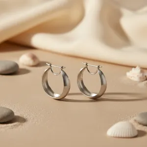 Boucles d'oreilles créoles en argent pour femmes, bijoux de mode, cadeau - Product Image 1