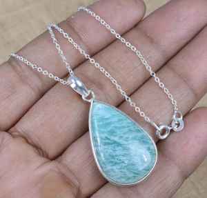 Pendentif en amazonite en forme de poire, argent sterling 925, bijoux en pierres précieuses faits à la main, cadeau élégant pour femmes - Product Image 5
