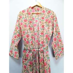 Kimono largo con estampado Floral, ropa de noche suave y cómoda, bata de baño de algodón, bata de verano, Kimono nupcial, ropa de playa, Kimono - Product Image 4