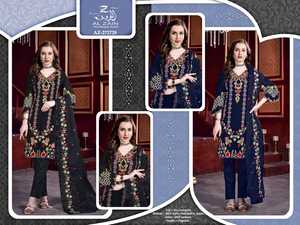 Premium Fox XL Taille (42) Brodé Organza Dupatta Satin Coton Bas Shalwar Kameez Ensemble pour Adultes Satin Coton Bas - Product Image 6