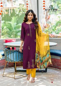 Nouvel ensemble élégant Maruti Fashion : Kurti, pantalon et dupatta en viscose tissée imprimée numériquement pour femme, idéal pour les mariages - Product Image 4