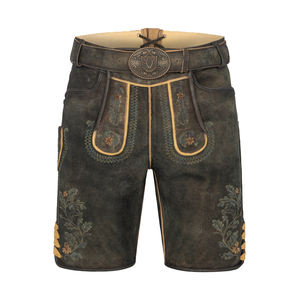 Authentic Style Bavarian <b>Short</b> Lederhosen Natural Look High Street Genuine <b>Leather</b> Pants Canvas Traditional Lederhosen <b>Shorts</b> - Product Image 1