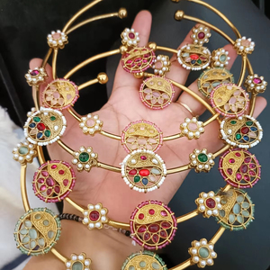 Indian Manufacturer's Gold Plated Kundan Hasli Necklace Set Cute Zircon <b>Jewellery</b> for Wedding Parties Women Girls - Product Image 1