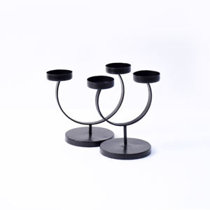 Support de bougie artisanal en fil de fer forgé, design tendance, taille personnalisée, 2 bras, décoration intérieure, usage hôtelier, bougie de Noël - Product Image 1