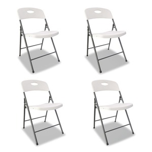 Silla Plegable de Resina Moldeada Alera ALEFR9402 Blanca/Negra Antracita para Jardín, Pesca, Camping (4/Caja) - Product Image 6