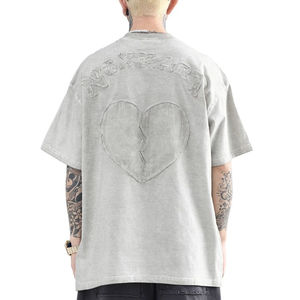 T-shirt personnalisé lavé à l'acide pour hommes T-shirt surdimensionné vierge en coton épais 100% coton pour le commerce de gros de T-shirt pour hommes - Product Image 4