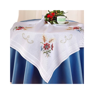 Antique Style Satin Silky Embroidered Cotton Table Cloth 70x108 Inches 240 GSM GOTS Certified Wrinkle Resistant Made In India - Product Image 4