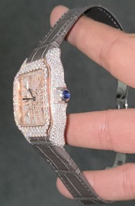 Reloj de Lujo para Hombre con Cuarzo y Aleación, Correa de Acero Inoxidable, Estilo Hip-Hop Antiguo con Incrustaciones de Moissanita VVS - Product Image 4