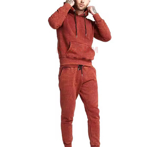 ชุดวอร์มผ้าฝ้ายแท้ 100% ล้างสีแบบแอซิดวอชสำหรับผู้ชาย ไซส์พลัส สีสั่งทำได้ ดีไซน์ใหม่สำหรับฤดูหนาว - Product Image 2