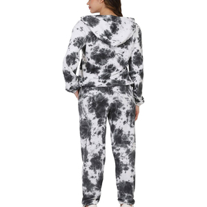Ensemble de jogging deux pièces pour femme, qualité supérieure, écologique, hiver 2025, survêtement à capuche court, pantalon de survêtement évasé, motif uni - Product Image 5