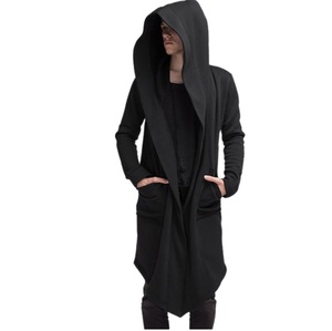 Customized Knitted Woolen <b>Men</b> <b>Cardigan</b> Hoodies Sweatshirts <b>Long</b> Robe Blank Black Color Acid Wash French Terry <b>Cardigan</b> Hoodies - Product Image 4