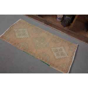 Alfombra turca Vintage de 150cm X 330cm, tejido plano de lana de retazos beige y verde para decoración para sala de estar, 4m de ancho con respaldo de látex - Product Image 3