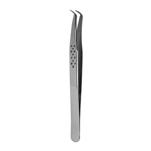 Ensemble de pinces à cils de volume russe de qualité supérieure en acier inoxydable argenté avec poignée pointillée conçue pour l'extension des cils - Product Image 4