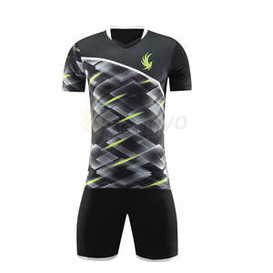 <b>Black</b> Solid Color Sublimation Soccer Uniform Set Good Quality Custom Team Name Soccer Uniform - Product Image 1