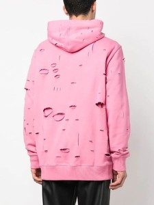 Streetwear Homme Sérigraphie Respirant 100% Coton Sweat à Capuche Surdimensionné Déchiré Ourlet Brut Coupe Bord Hoodies Pour Garçons - Product Image 4