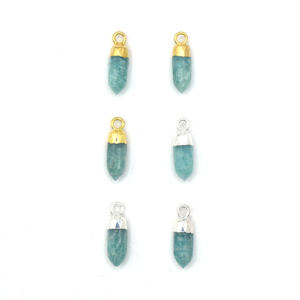 Pendentif à pointe d'amazonite 5x13mm en argent sterling plaqué or pour la fabrication de bijoux - Product Image 2