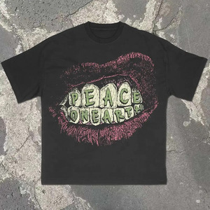 T-shirt personnalisé en jersey de coton lourd 100% pour hommes décontracté surdimensionné Y2K Streetwear A3 Design DTG imprimé coupe coudre vierge solide - Product Image 4