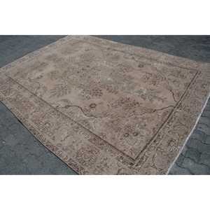 Turkish Vintage Oversize Rug 7.8x10.5 ft, <b>Brown</b> Persian Rug <b>Wool</b> - Product Image 2