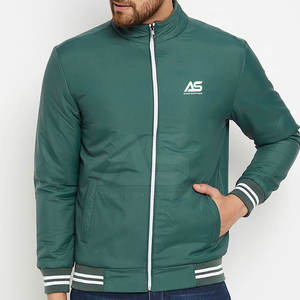 Chaqueta bomber de color sólido con cremallera completa para hombre, de calidad premium, ligera, para invierno. - Product Image 1