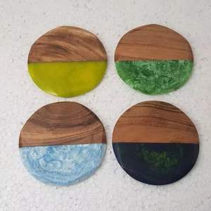 Handmade Customized Wood and Resin Coasters Color and Shape Customizable for Desktop and <b>Table</b> Top Unique <b>Mats</b> & Pads - Product Image 6