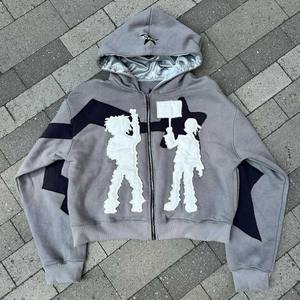 Custom logo High Quality <b>Applique</b> <b>Patch</b> Acid Washed Hoodies Oversized Sweatshirts Embroidery Boxy Fit Hoodie for Men - Product Image 4