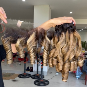 Extensiones de Cabello Natural de Alta Calidad, Color Ombre, con Frontal y Mechones para Hacer Pelucas - Product Image 5
