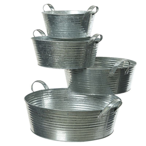 Seau à plantes en aluminium galvanisé, pots à fleurs rustiques, poignées, style classique américain, pots décoratifs de jardin écologiques - Product Image 3