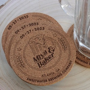 Direct Factory Custom Design Personalized <b>Square</b> ABSorbent Drinking Cup Classic Adhesive Paper MDF <b>Wood</b> Cork Coaster Set - Product Image 3