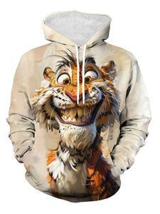 Sweat à capuche pour homme, design de créateur, grande taille, imprimé 3D, motif animal loup, streetwear, capuche, poche avant, pour usage extérieur - Product Image 4