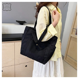Nuevo estilo de moda Ecológico Compras Mujeres Bolsa de lona con bolsillo Algodón Gran capacidad Bolsa de lona de algodón orgánico - Product Image 4
