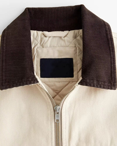 Chaqueta de trabajo de lona personalizada OEM para hombre, chaqueta de trabajador con forro acolchado de alta calidad, chaqueta de trabajo de lona de algodón con cremallera personalizada para hombre - Product Image 3
