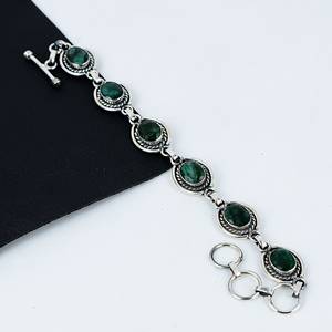Pulsera de Plata de Ley 925 con Corte Esmeralda, Estilo Vintage, Hecha a Mano, Regalos de Acción de Gracias y Navidad para Mujer - Product Image 1