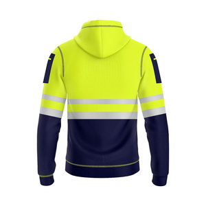 Sweat-shirts à capuche de travail haute visibilité personnalisés de qualité supérieure pour hommes, avec fermeture éclair, respirants, durables, en polyester, grandes tailles - Product Image 2