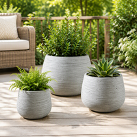 Pot de fleurs en ciment léger et durable de style nordique, rond, écologique, sculpté à la main, pour l'extérieur/l'intérieur, pour le jardin, la terrasse