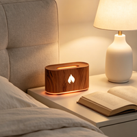 Humidificateur à ultrasons 900 mAh à brume froide, diffuseur d'arômes intelligent sans eau 160 ml, diffuseur de flamme pour huiles essentielles 7 couleurs