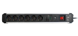 Presa multipla in alluminio con cavo e interruttore a 6 prese (Simon BM539225) - Product Image 1