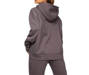 Sweat-shirt à capuche décontracté grande taille pour femme, style streetwear, coupe courte, en coton, pour l'hiver - Product Image 2