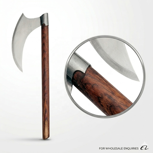 MS Enterprises Industrial Grade High Carbon Steel Flat Backed Double Blade Splitting <b>Axe</b> Handmade Etched Rose Wood <b>Handle</b> OEM - Product Image 3