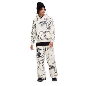 Survêtement unisexe imprimé sur mesure OEM en tissu polaire de coton avec sweat à capuche et pantalon de survêtement pour la saison d'hiver Survêtement personnalisé - Product Image 1